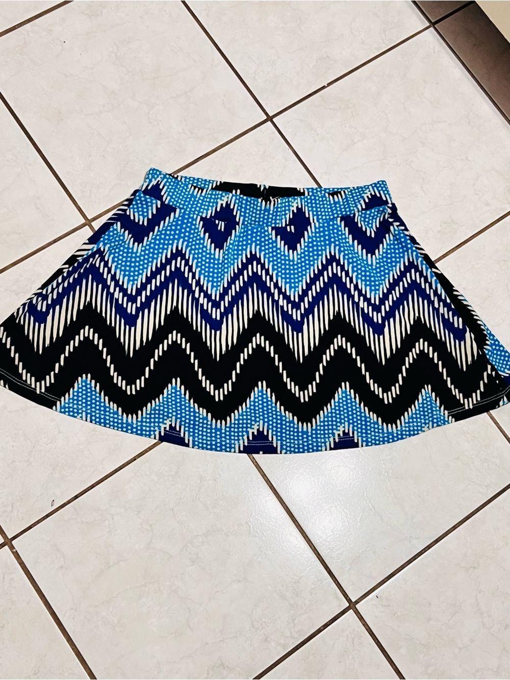 Vintage Havana Blue and Black Chevron Mini Skirt